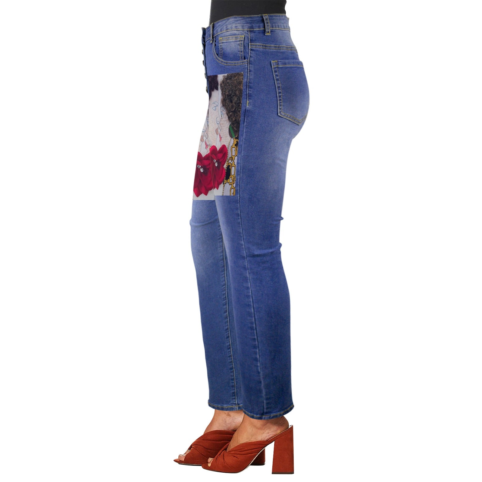 Jeans Women Women's Jeans (Front Printing) (Model L75)