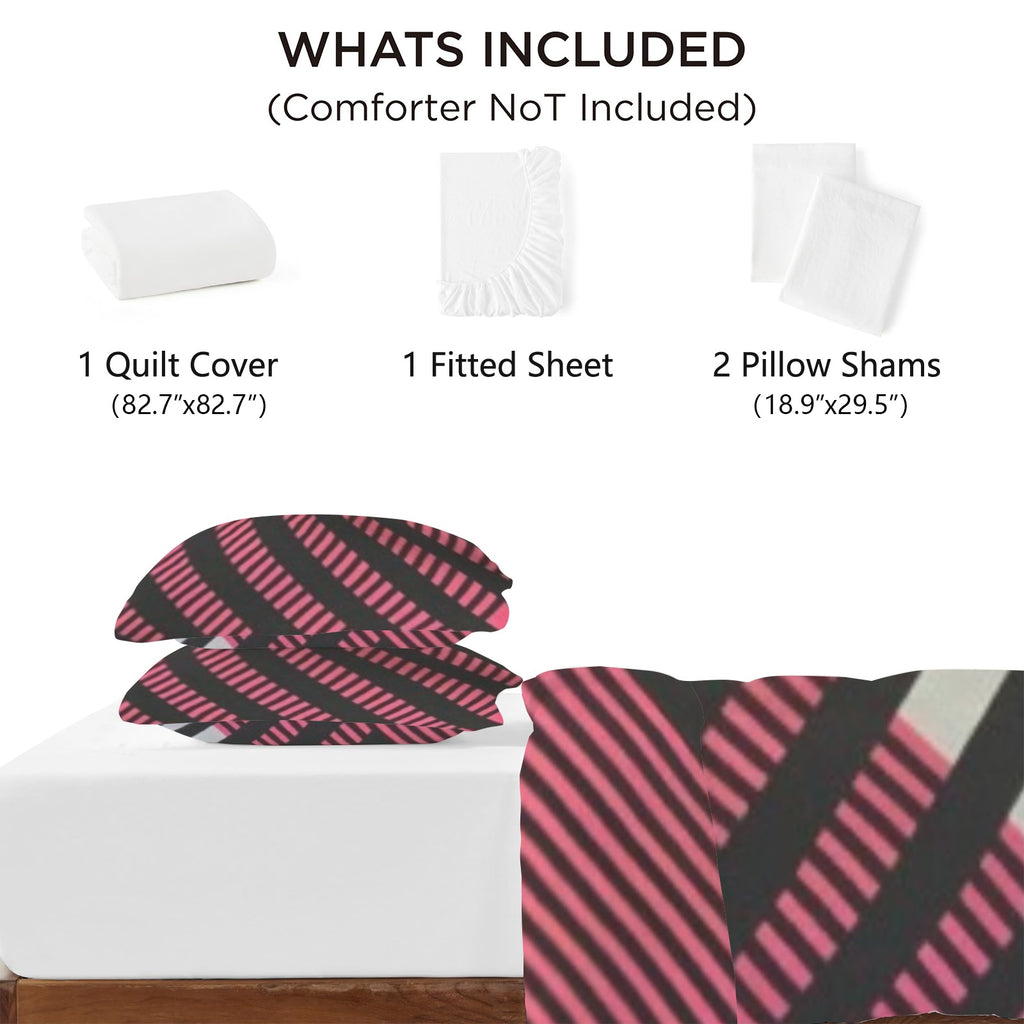 Bedding 4 Pc 4-Piece Bedding Set with Blank Fitted Sheet 82.7x82.7inch