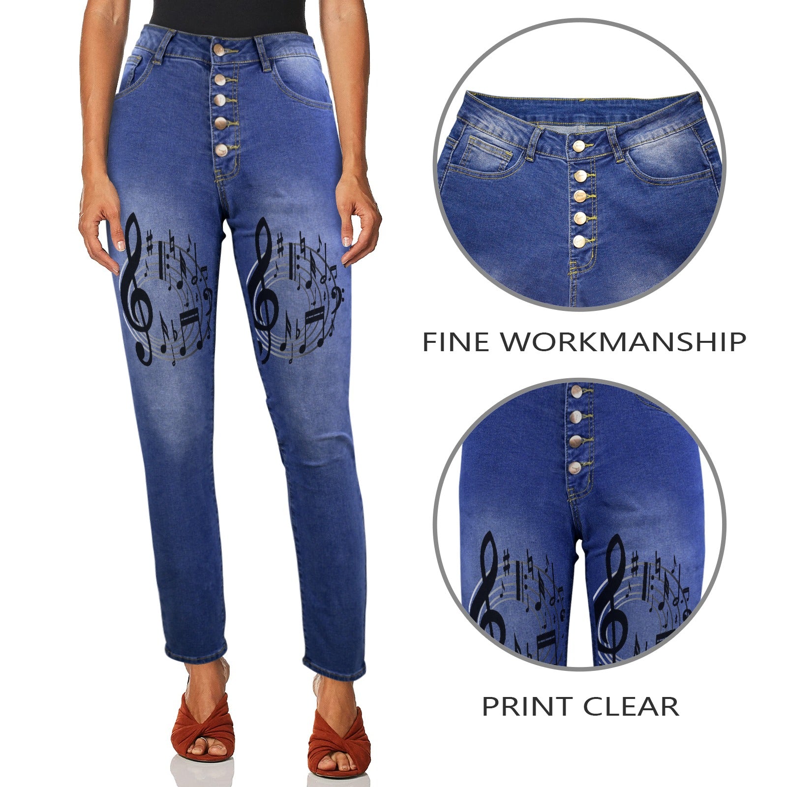 Jeans Women Women's Jeans (Front Printing) (Model L75)