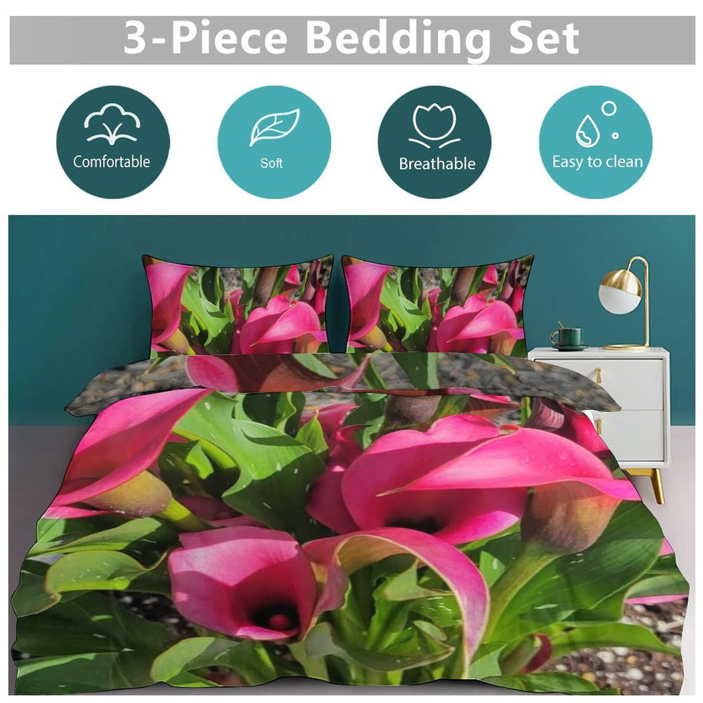 Bedding Set (1 Duvet Cover + 2 Pillow Shams) 3-Piece Bedding Set 86"×70" (1 Quilt Cover + 2 Pillowcases)