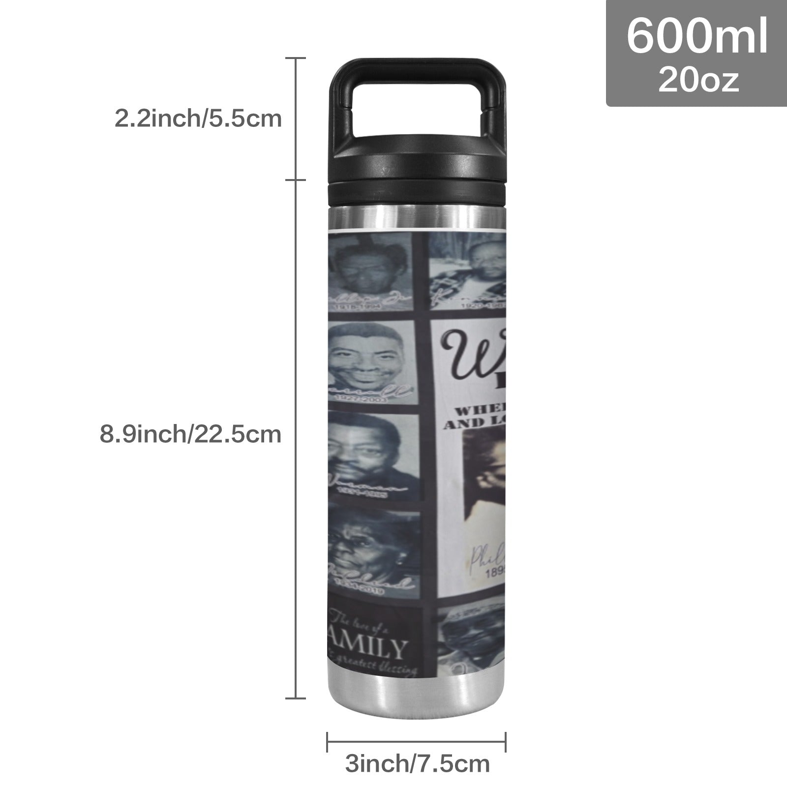 Tumbler 600ml Insulated Water Bottle with Chug Cap