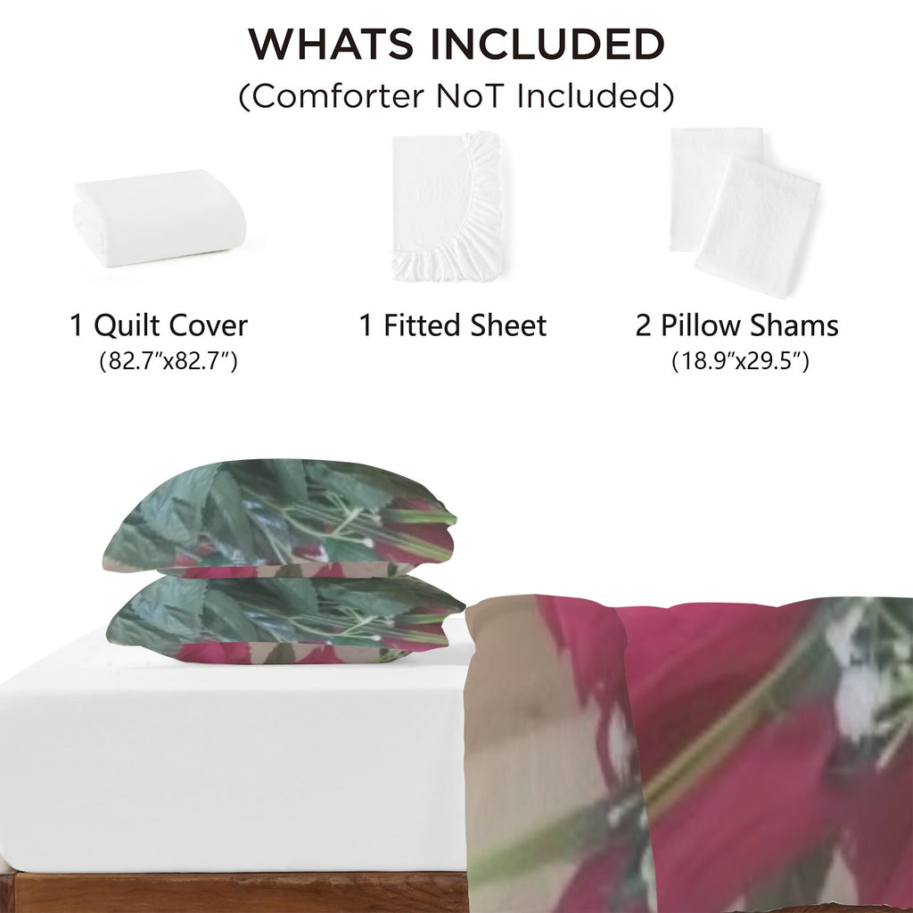 Bedding 4 Pc 4-Piece Bedding Set with Blank Fitted Sheet 82.7x82.7inch
