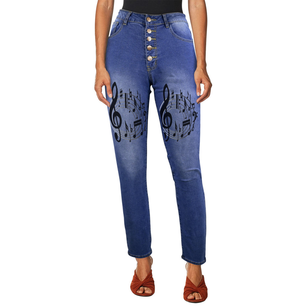 Jeans Women Women's Jeans (Front Printing) (Model L75)