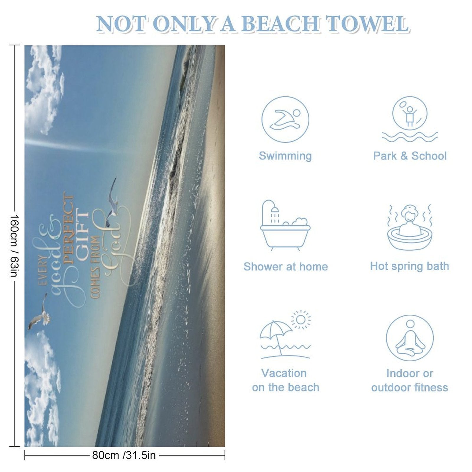Towel Good & Perfect Gifts Beach 160x80cm
