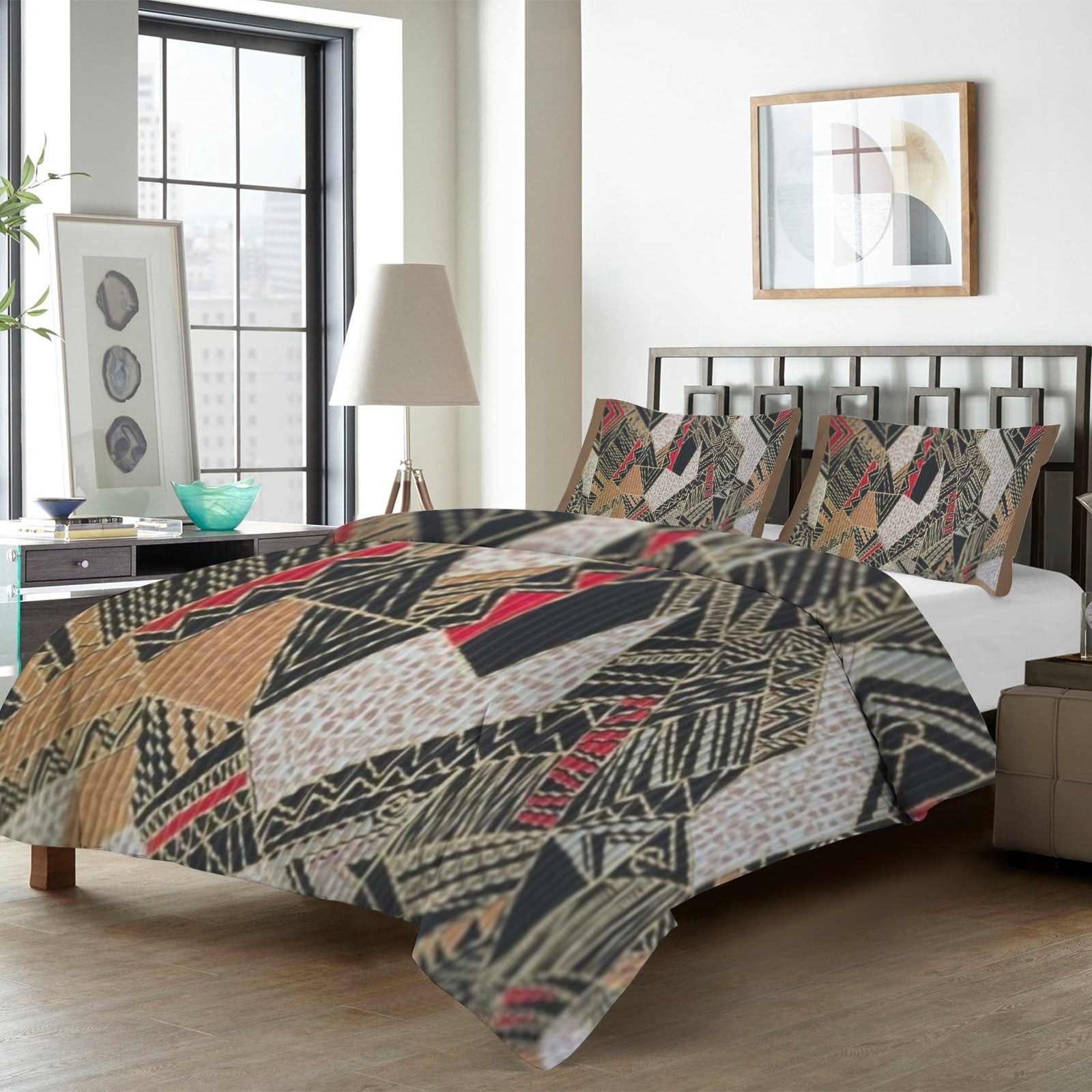 Bedding 4-Piece Bedding Set with Blank Fitted Sheet 82.7x82.7inch