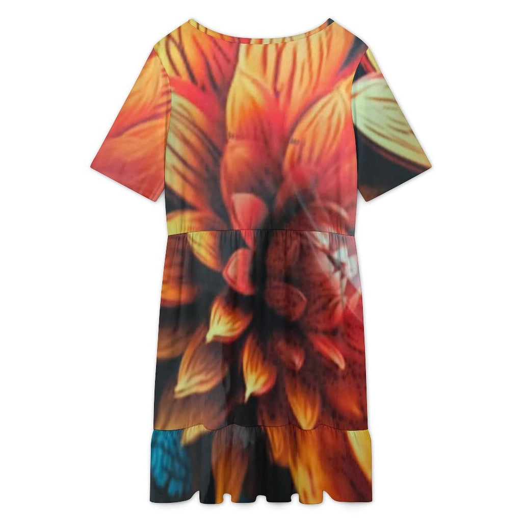 Short sleeved ruffled dress Short Sleeve Ruffle Hem Dress