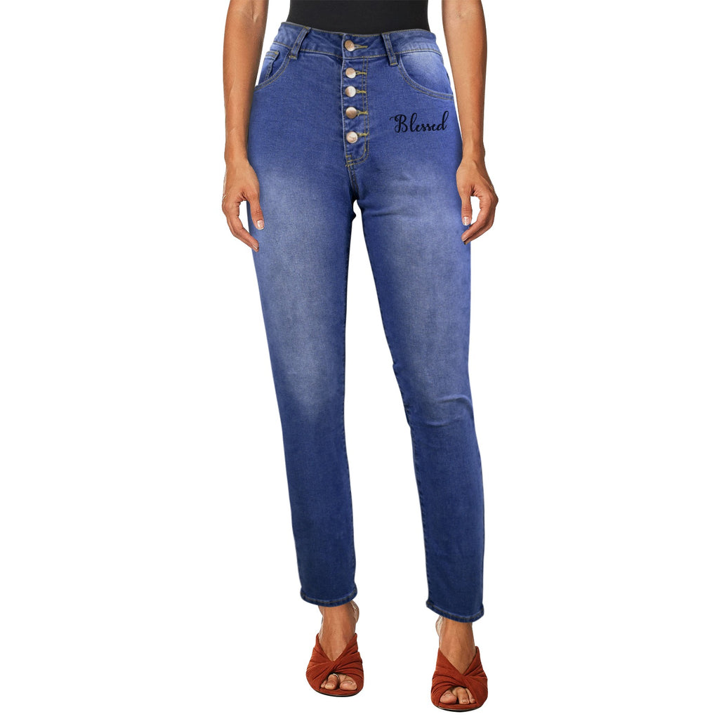 Jeans Women Women's Jeans (Front Printing) (Model L75)