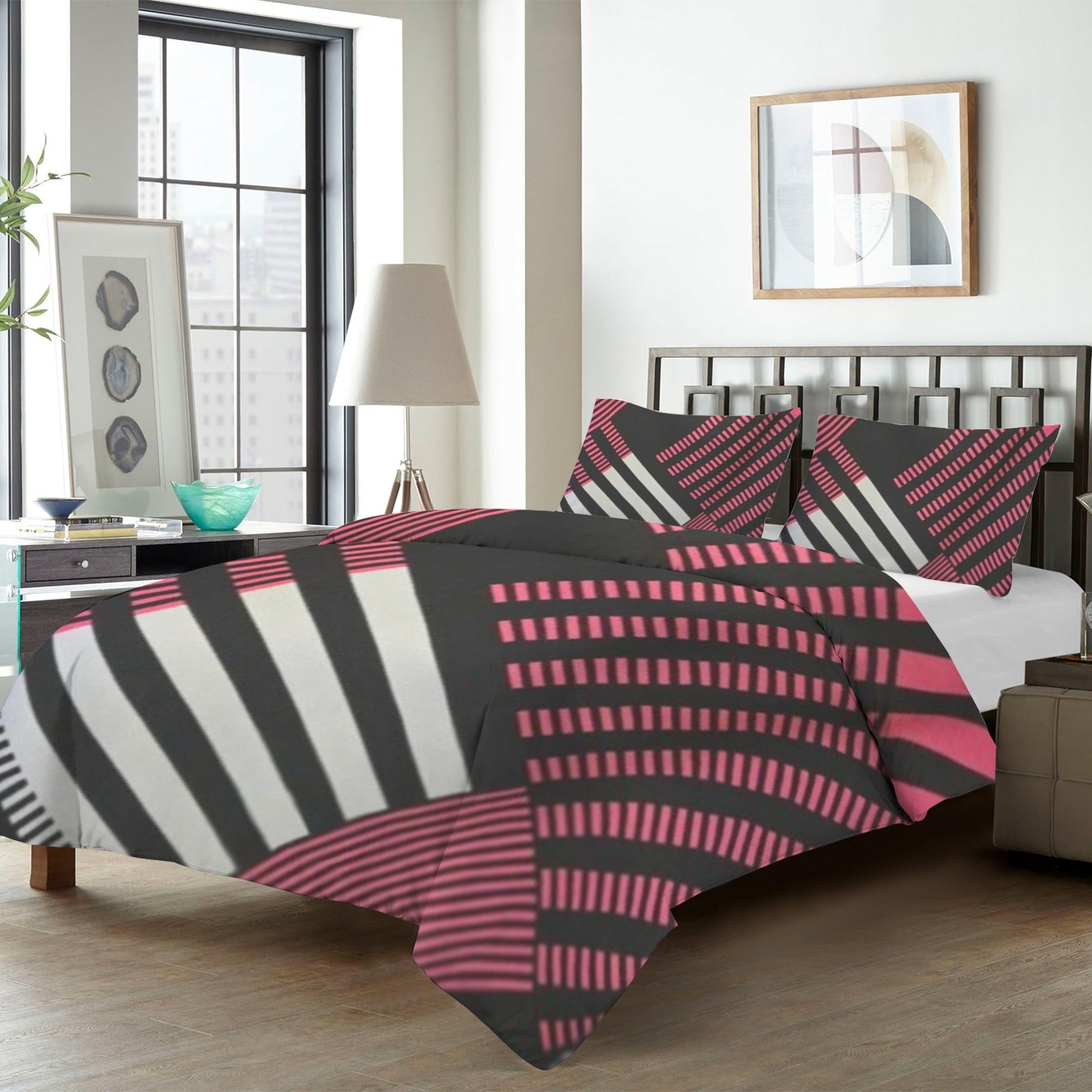 Bedding 4 Pc 4-Piece Bedding Set with Blank Fitted Sheet 82.7x82.7inch
