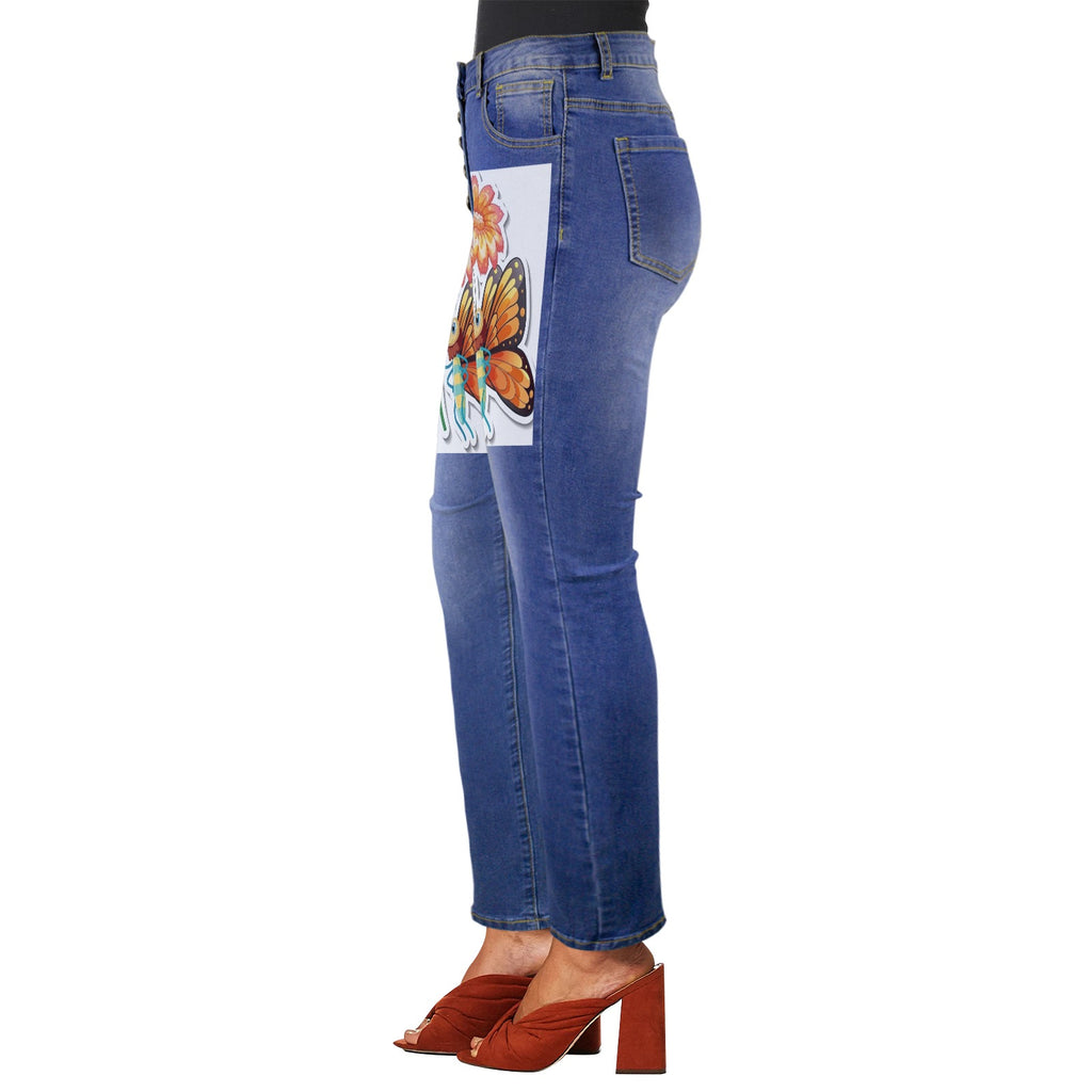 Jeans Women Women's Jeans (Front Printing) (Model L75)