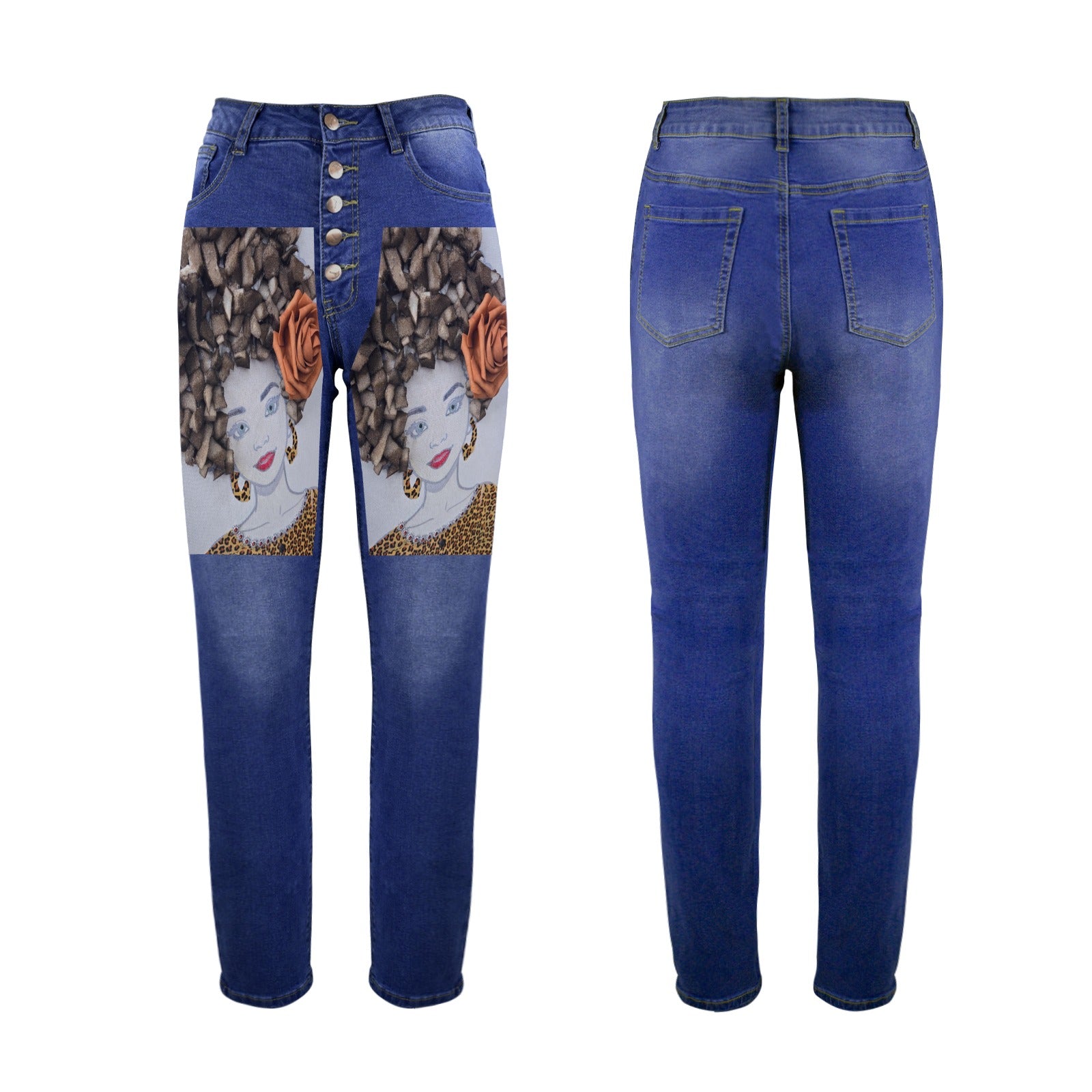 Jeans Women Women's Jeans (Front Printing) (Model L75)