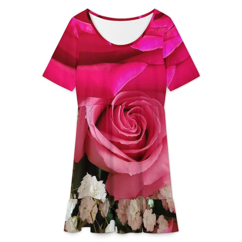 Short sleeved ruffled dress Short Sleeve Ruffle Hem Dress