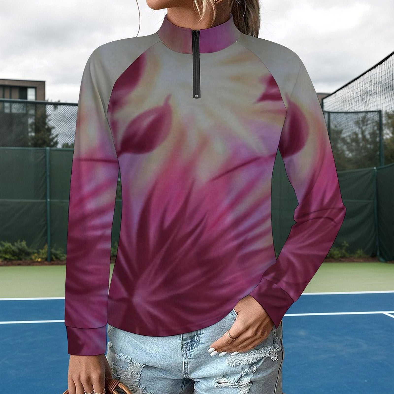 Women's Long Sleeve Tight fitting quick drying clothes 1/4 Zip Quick Dry Shirt
