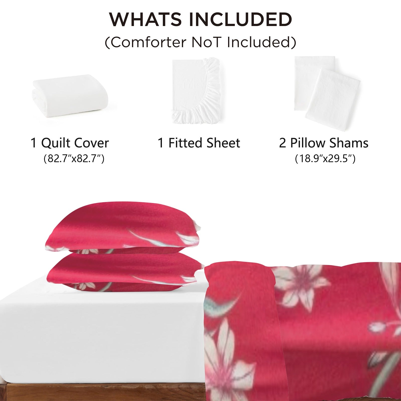Bedding 4 Pc 4-Piece Bedding Set with Blank Fitted Sheet 82.7x82.7inch