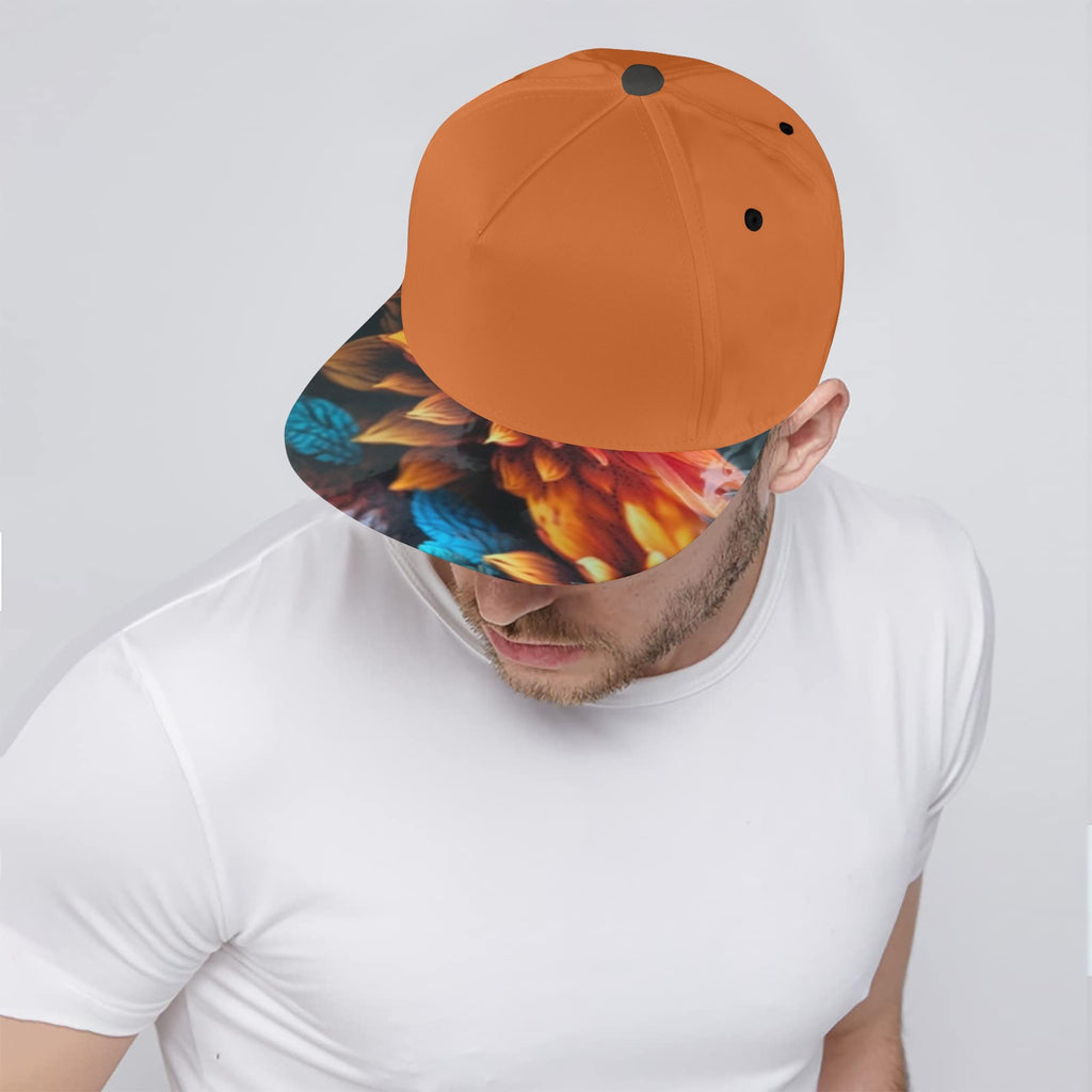 Hat orange floral snapback