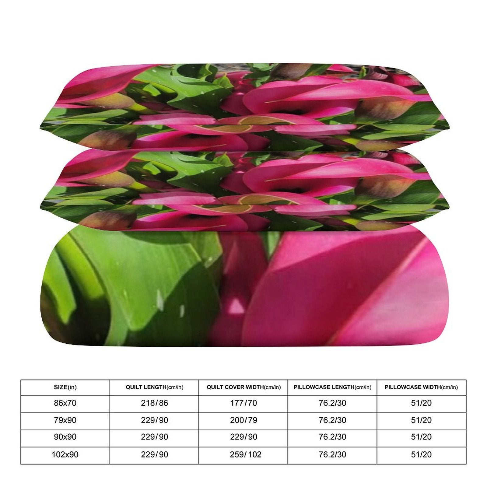 Bedding Set (1 Duvet Cover + 2 Pillow Shams) 3-Piece Bedding Set 86"×70" (1 Quilt Cover + 2 Pillowcases)