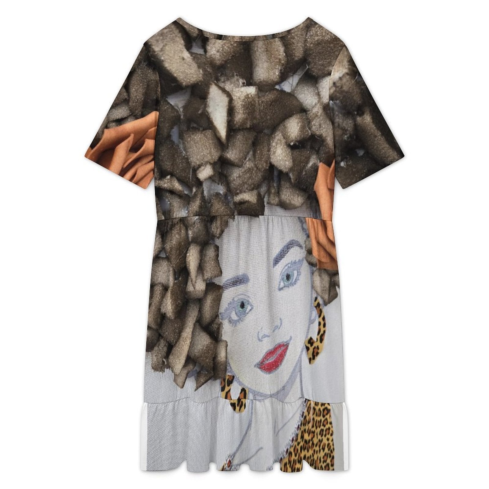 Short Sleeve Ruffle Hem Dress