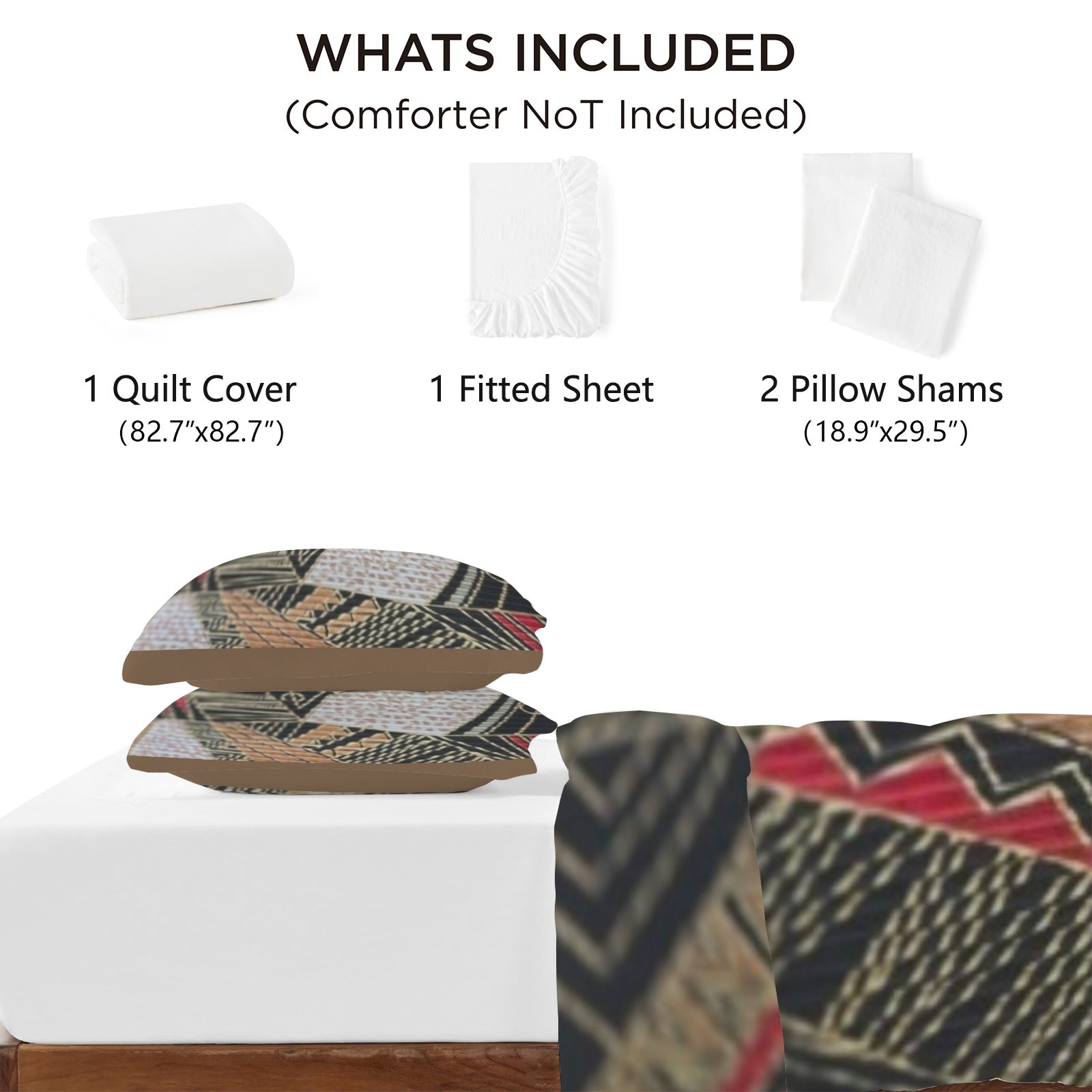 Bedding 4-Piece Bedding Set with Blank Fitted Sheet 82.7x82.7inch