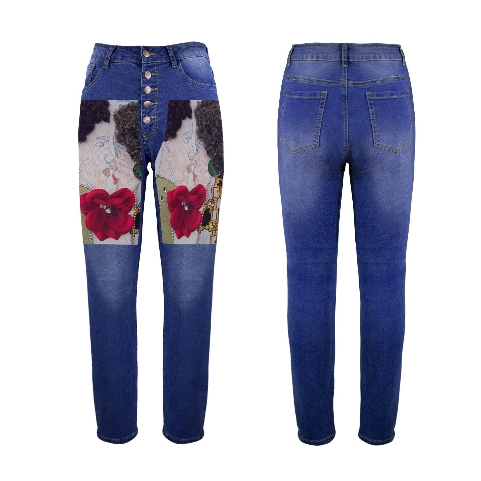 Jeans Women Women's Jeans (Front Printing) (Model L75)
